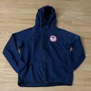 Pre Owned Nike Tech USA Hoodie Navy White Red Size Medium Youth